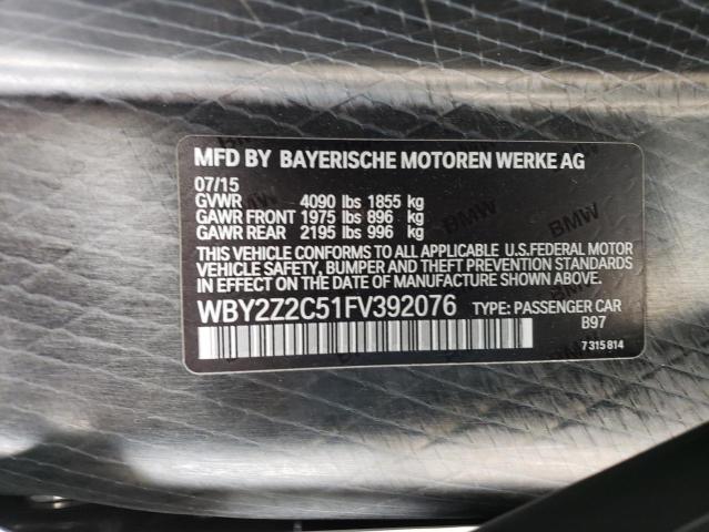 VIN WBY2Z2C51FV392076 2015 BMW I8 no.12