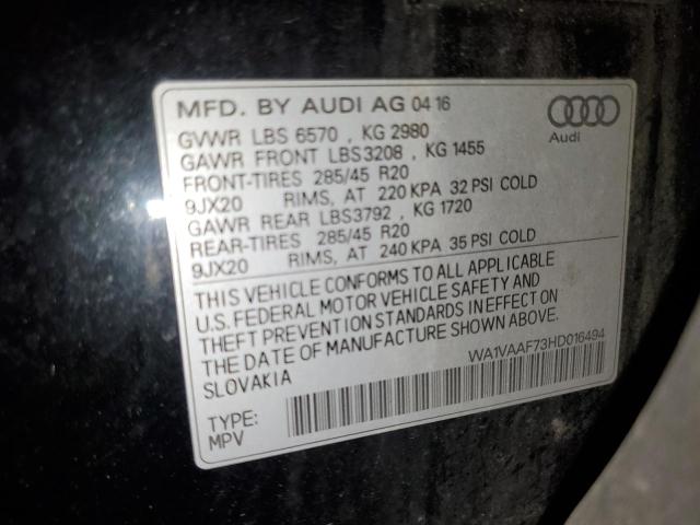 VIN WA1VAAF73HD016494 2017 Audi Q7, Prestige no.13