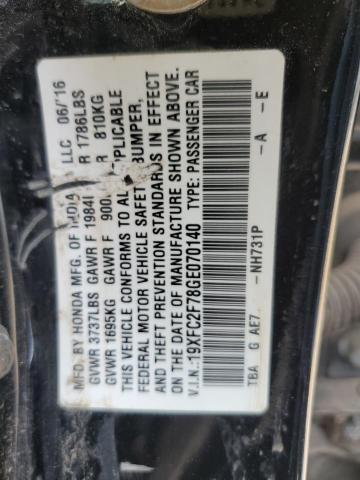2018 TOYOTA 025FD25 19XFC2F78GE070140