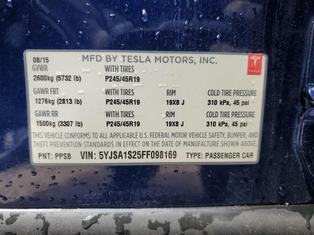 2015 TESLA MODEL S 70 - 5YJSA1S25FF098169