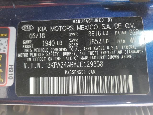 3KPA24AB8JE129358 KIA RIO LX