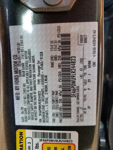 2020 FORD FUSION SPE 3FA6P0WU9LR244823