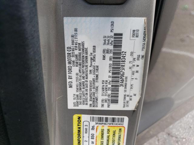 3FA6P0G75FR183452 Ford FUSION S