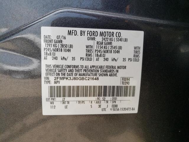 2FMPK3J80GBC21648 2016 FORD EDGE, photo no. 13