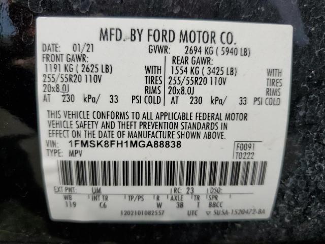 1FMSK8FH1MGA88838 Ford Explorer Limited