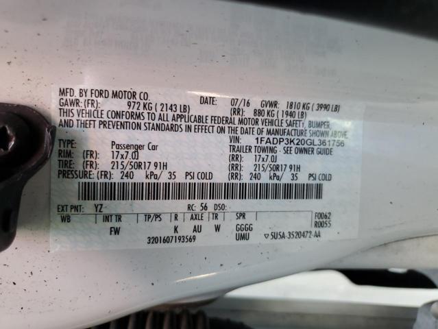 1FADP3K20GL361756 Ford FOCUS SE