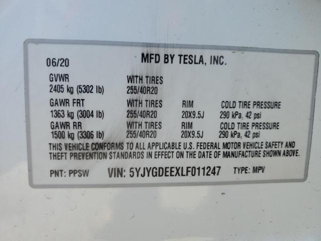 5YJYGDEEXLF011247 Tesla Model Y