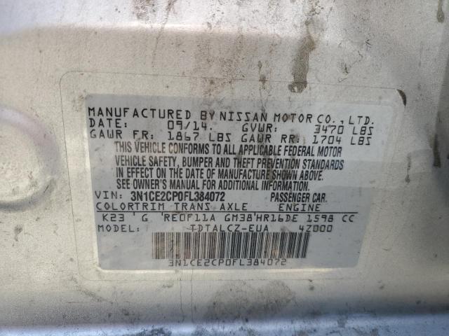 3N1CE2CP0FL384072 Nissan Versa Note S