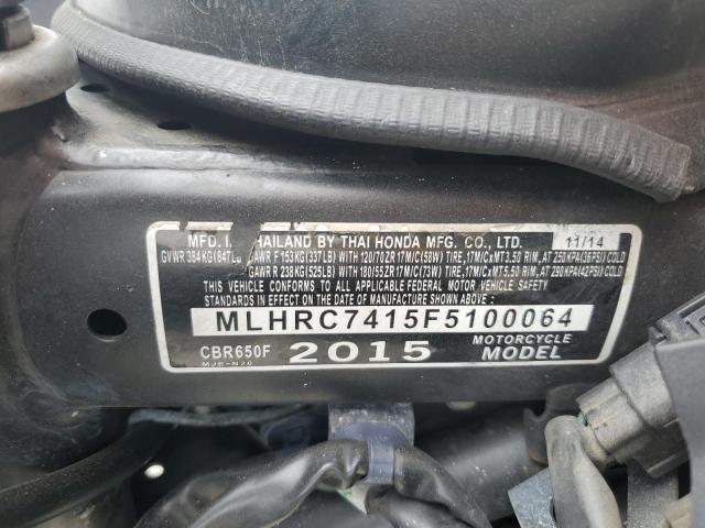 2015 HONDA CBR650 F MLHRC7415F5100064