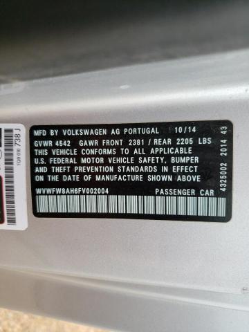 2015 VOLKSWAGEN EOS LUX WVWFW8AH6FV002004