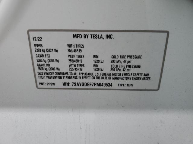 7SAYGDEF7PA049534 Tesla Model Y