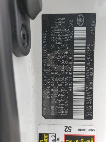 2019 TOYOTA CAMRY L - 4T1B11HKXKU806243
