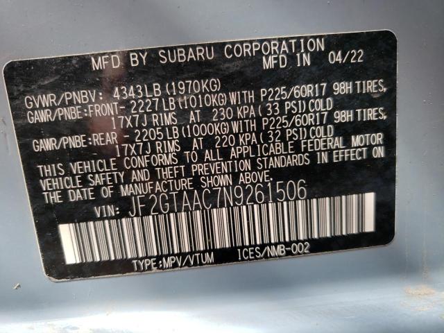 JF2GTAAC7N9261506 Subaru Crosstrek