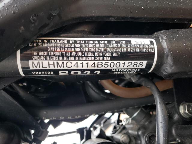 2011 HONDA CBR250 R MLHMC4114B5001288