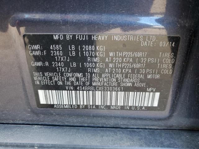 4S4BRBLCXE3303661 Subaru Outback 2.5i Limited