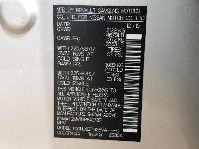KNMAT2MV1GP641737 Nissan ROGUE S