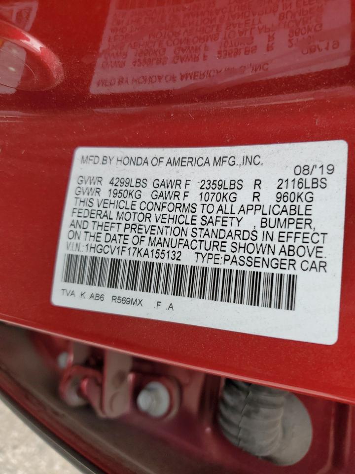 1HGCV1F17KA155132 2019 Honda Accord Lx 1HGCV1F17KA155132 2019 Honda Accord Lx