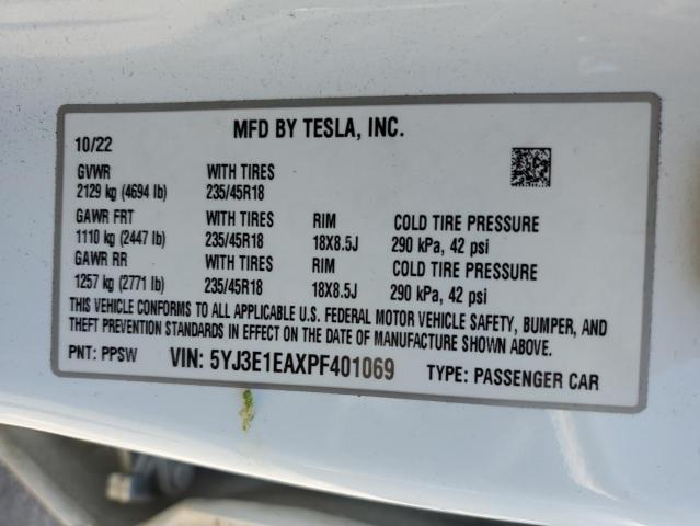 5YJ3E1EAXPF401069 Tesla MODEL 3
