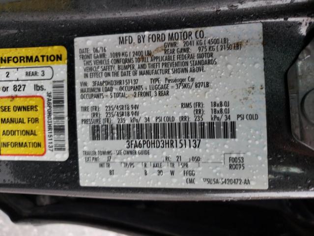 3FA6P0HD3HR151137 2017 FORD FUSION, photo no. 12