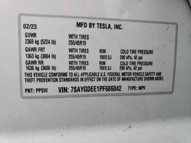 7SAYGDEE1PF686042 Tesla Model Y