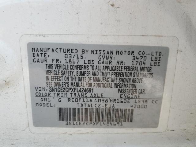 3N1CE2CPXFL424691 Nissan Versa Note S