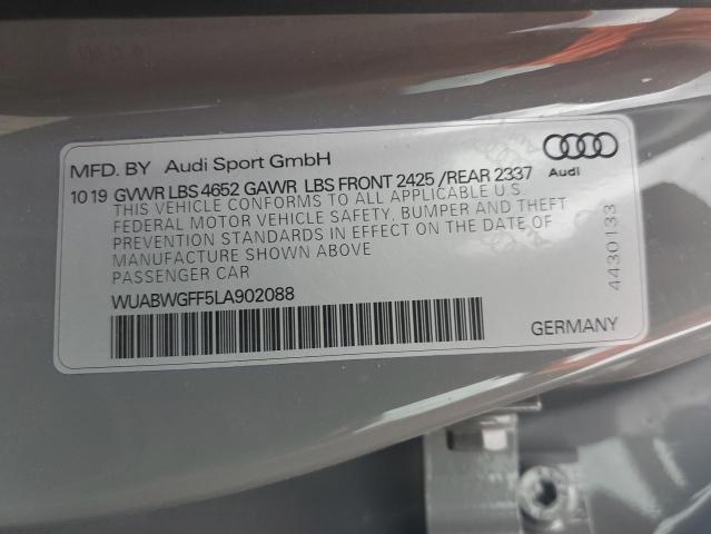 2020 AUDI RS3 WUABWGFF5LA902088