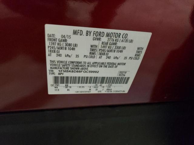 1FM5K8D88FGC59992 Ford EXPLORER XLT