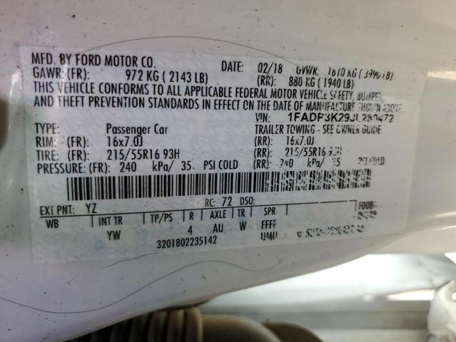 1FADP3K29JL280472 Ford FOCUS SE