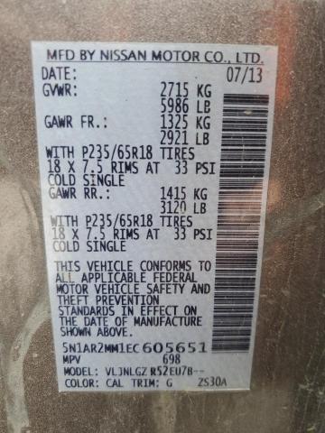 5N1AR2MM1EC605651 Nissan Pathfinder S