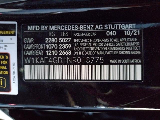 W1KAF4GB1NR018775 Mercedes-Benz C 300