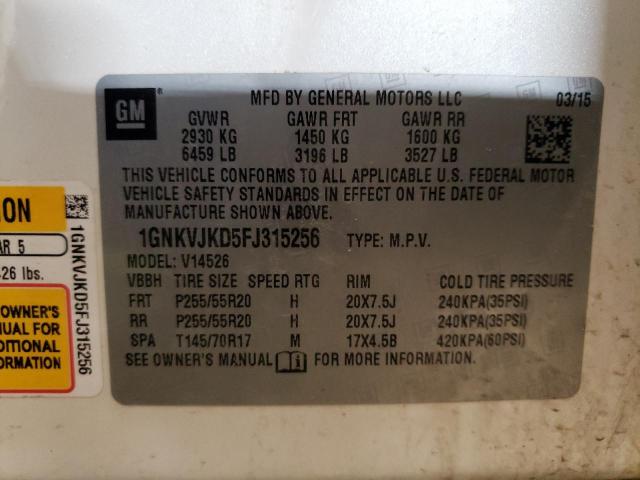 1GNKVJKD5FJ315256 Chevrolet Traverse Ltz