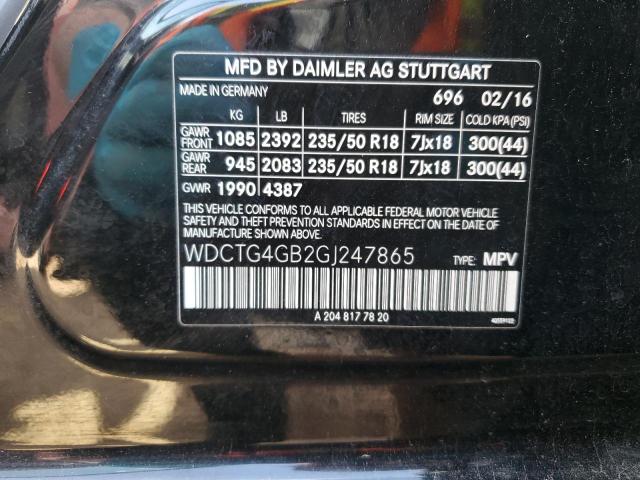 WDCTG4GB2GJ247865 Mercedes-Benz Gla 250 4matic