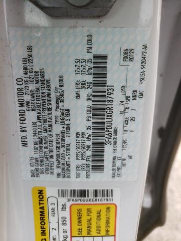 3FA6P0UUXGR187931 Ford Fusion S Hybrid