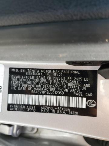 2020 LEXUS ES 300H LU 58AE21B18LU012359
