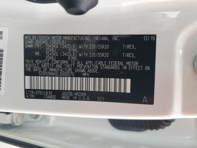 VIN 5TDYZRAH2LS000570 2020 Toyota Highlander, Limited no.13