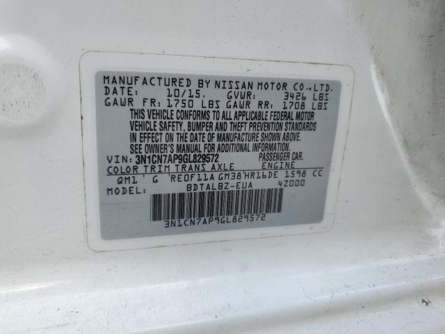 2016 NISSAN VERSA SV W - 3N1CN7AP9GL829572