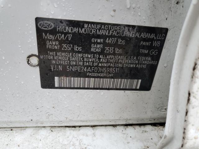 5NPE24AF0JH598511 Hyundai SONATA SE