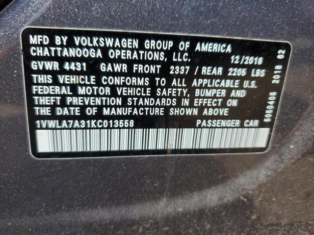 2019 VOLKSWAGEN PASSAT WOL - 1VWLA7A31KC013558