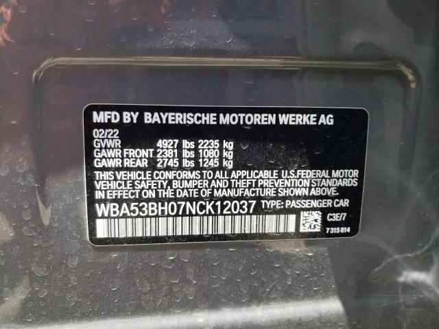 WBA53BH07NCK12037 BMW 530 I