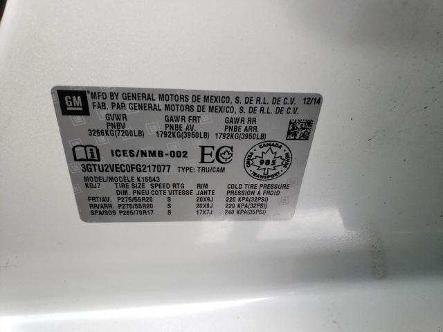 2015 GMC SIERRA K15 - 3GTU2VEC0FG217077