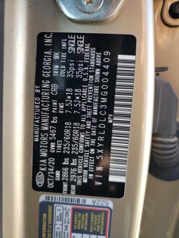 5XYRLDLC3MG004409 KIA SORENTO S