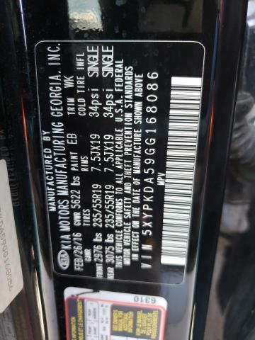 5XYPKDA59GG168086 KIA SORENTO SX