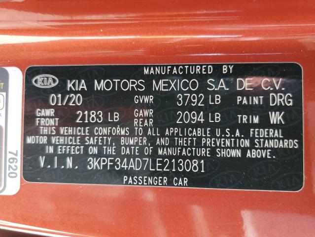 3KPF34AD7LE213081 KIA Forte Gt Line