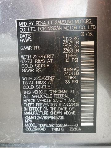 KNMAT2MV6GP645735 Nissan ROGUE S
