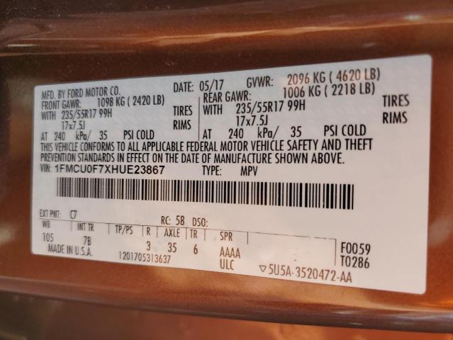 1FMCU0F7XHUE23867 2017 FORD ESCAPE, photo no. 13