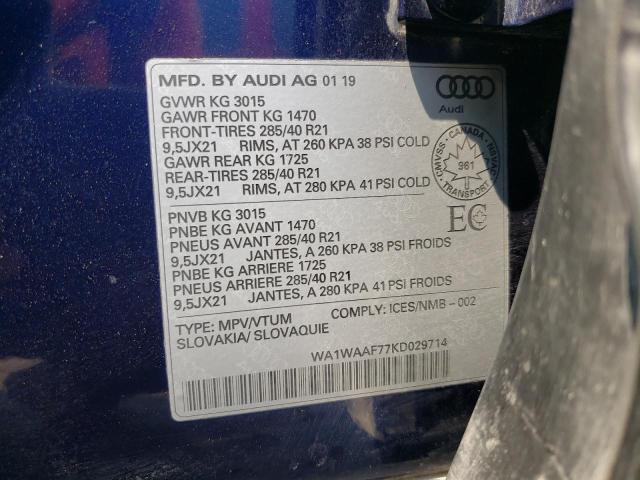 2019 AUDI Q7 TECHNIK WA1WAAF77KD029714