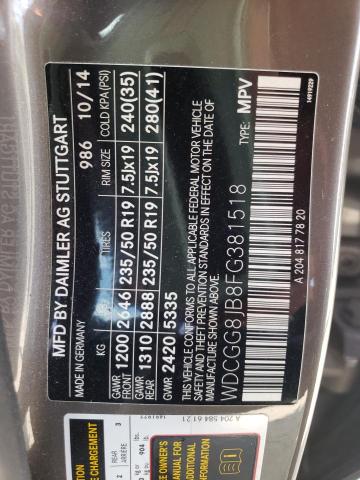 2015 MERCEDES-BENZ GLK350 - WDCGG8JB8FG381518