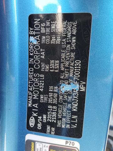 KNDJX3AE0F7001130 KIA SOUL EV