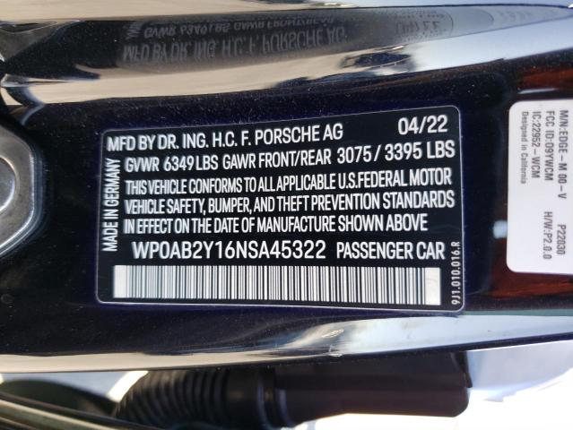 2022 PORSCHE TAYCAN 4S - WP0AB2Y16NSA45322