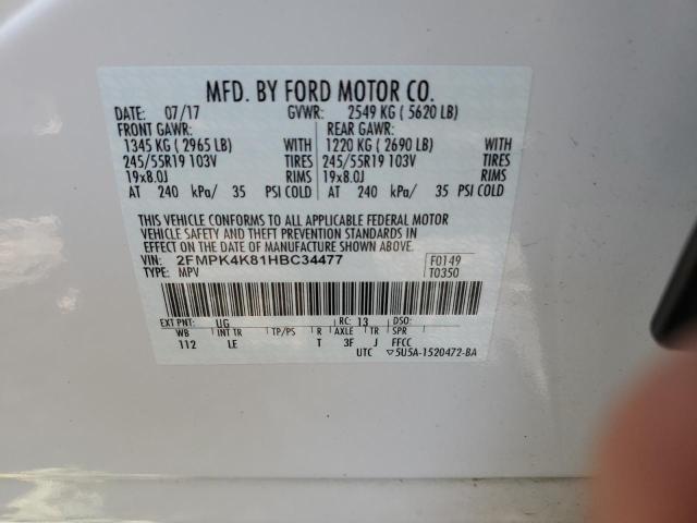 2FMPK4K81HBC34477 2017 FORD EDGE, photo no. 12